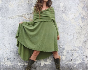 ORGANIC Super Cowl Mullet Short Dress (light hemp and organic cotton knit) - organic dress