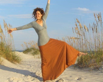 ORGANIC Wanderer Long Skirt ( light hemp and organic cotton knit ) - organic hemp maxi skirt