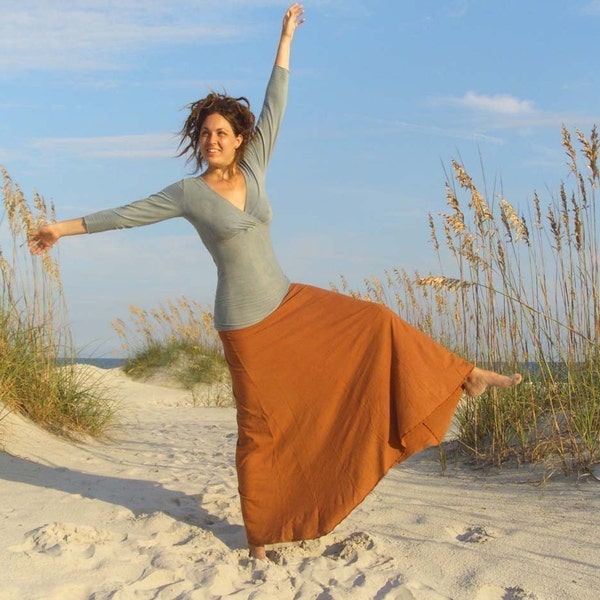 ORGANIC Wanderer Long Skirt ( light hemp and organic cotton knit ) - organic hemp maxi skirt