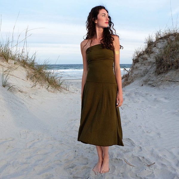 ORGANIC Love Me 2 Times Wanderer Below Knee Dress ( light hemp and organic cotton knit ) - organic hemp dress