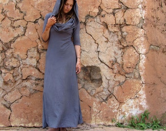 ORGANIC Super Cowl Simplicity Long Dress (Light Hemp/Organic Cotton Knit) - organic dress