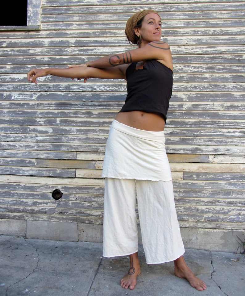 ORGANIC Simplicity Mini Skirted Pedal Pushers - ( light hemp and organic cotton knit ) - organic hemp gauchos