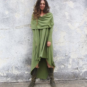 ORGANIC Super Cowl Mullet Short Dress light hemp and organic cotton knit organic dress image 4