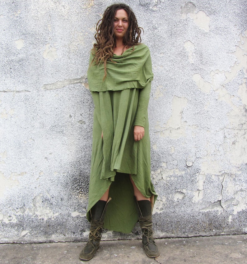 ORGANIC Super Cowl Mullet Short Dress light hemp and organic cotton knit organic dress image 4