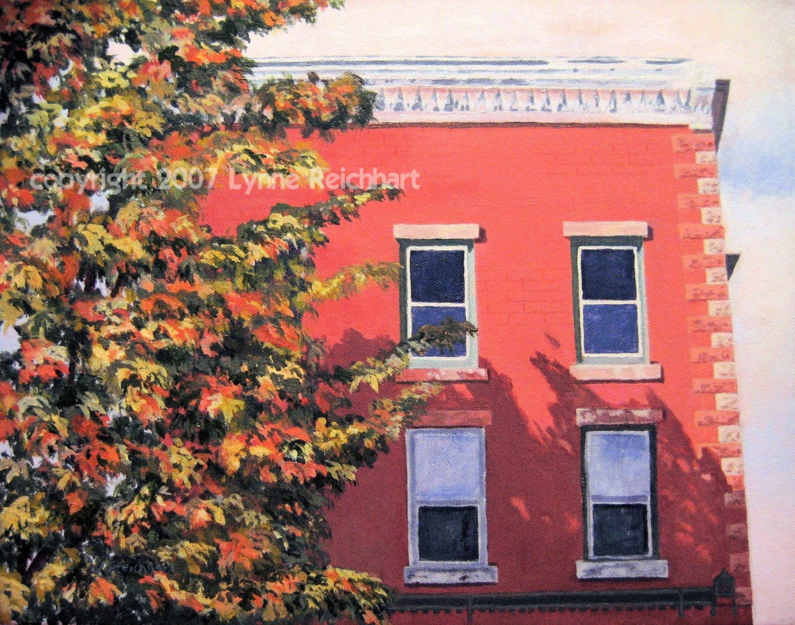 Weathered Brick Building Acrylic Painting Giclee Reproduction Etsy