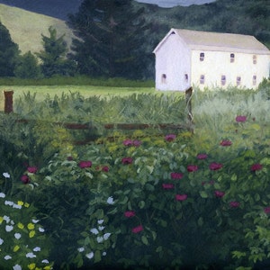 Garden Lush Floral backyard Monet inspired green Giclee Reproduction 9 x 12