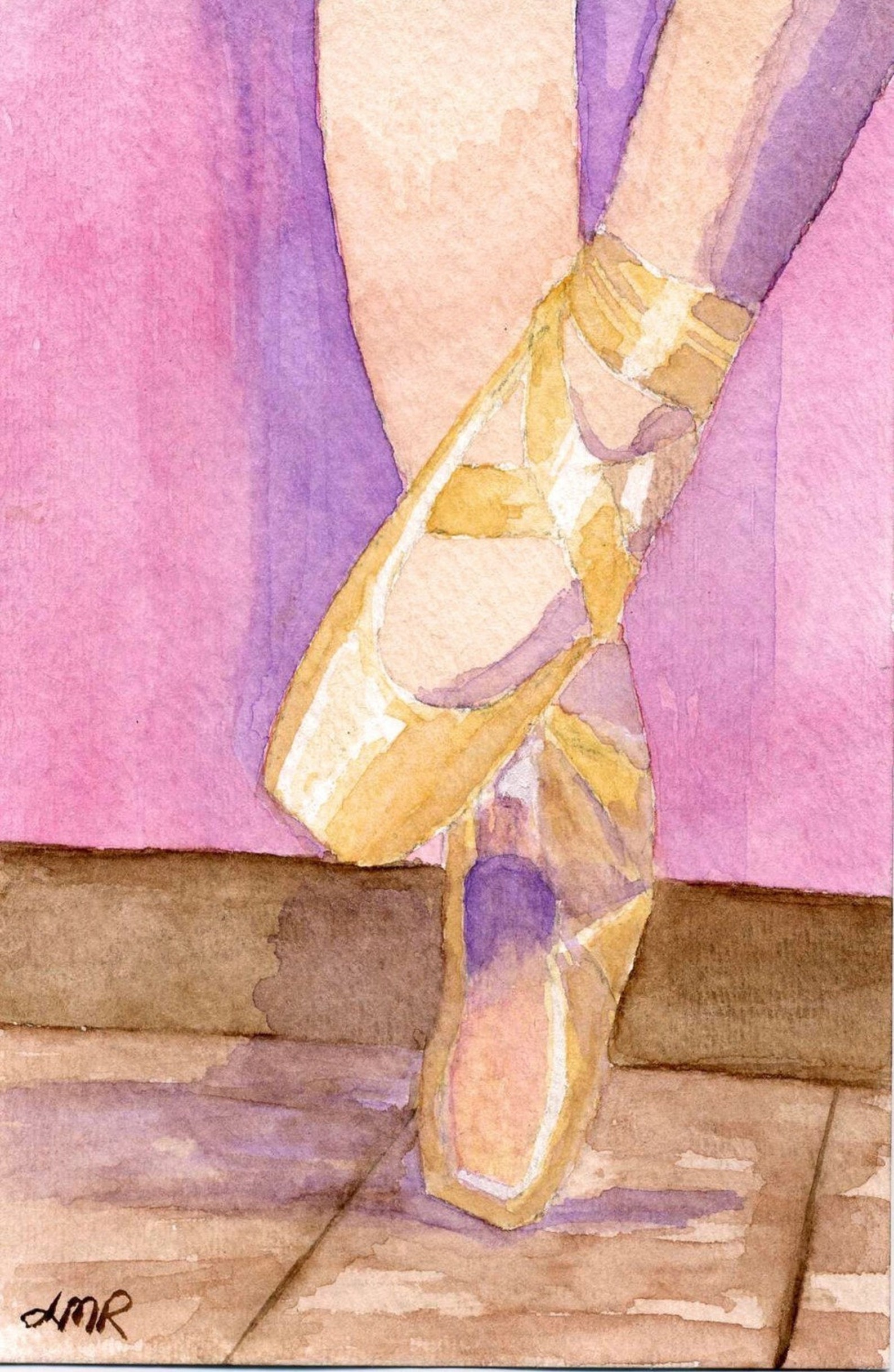 ballet slippers dance shoes 4 x 6 reproduction of my watercolor painting