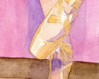 Ballet Slippers Dance Shoes  4 X 6 Reproduction of my watercolor painting