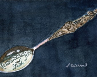 Alexandria Bay Souvenir spoon 1000 Islands watercolor Giclee Reproduction 5 x 7