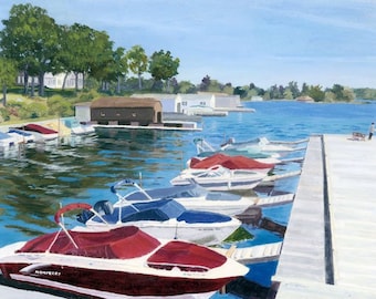 TI Park Marina Wellesley Island 1000 Islands River Giclee Reproduction 10 x 13