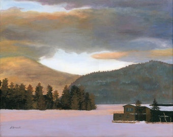 Winter Adirondack morning Lake Placid Giclee Reproduction 11x14