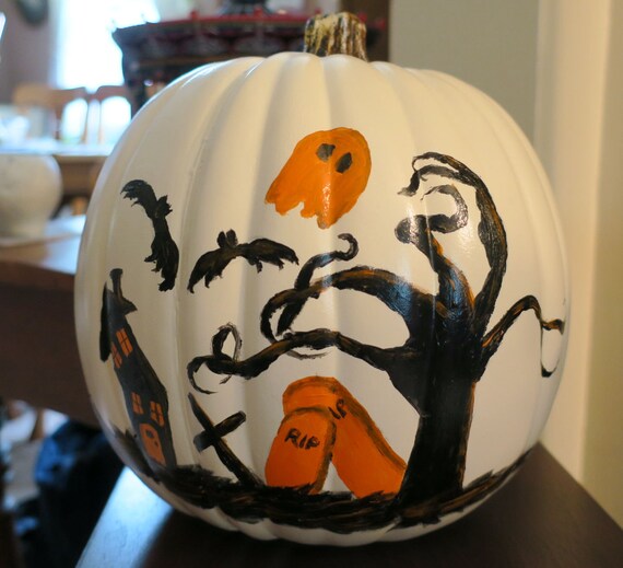 Halloween pintado de plástico de calabaza blanca sellado - Etsy España Halloween pintado de plástico de calabaza blanca sellado - Etsy España