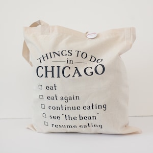 Chicago tote bag, Chicago gift idea, Chicago foods tote bag
