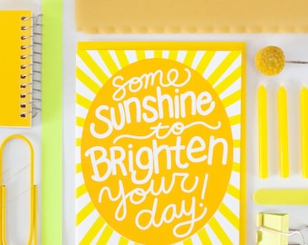 sending sunshine your way greeting card, upbeat sympathy card, positive sympathy card for friend, just because greeting card with sunshine