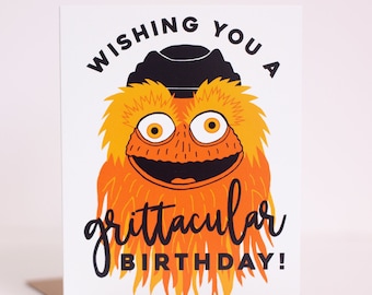 Gritty mascot, Flyers fan, funny Philly birthday card, Philadelphia birthday card