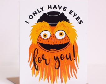 Gritty mascot, Flyers fan, funny Philly greeting card, Philly Valentine's card