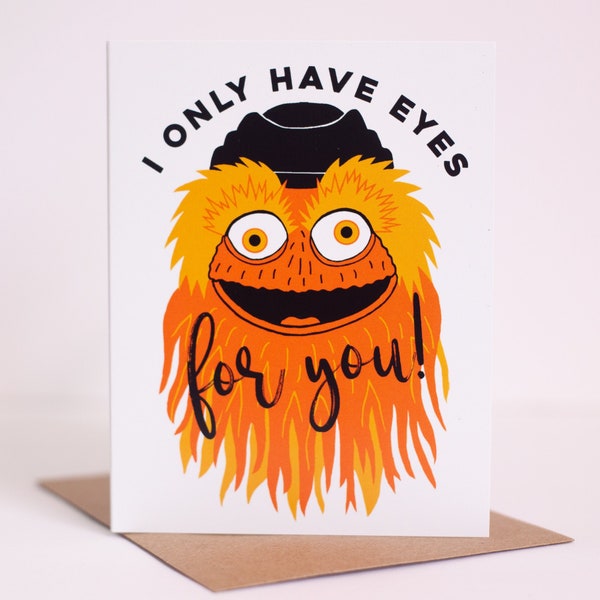 Gritty mascot, Flyers fan, funny Philly greeting card, Philly Valentine's card