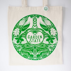 Garden State New Jersey Tote Bag | NJ State Pride Bag | New Jersey Beach Bag | Gift for New Jersey Locals | Eco-Friendly Canvas Tote