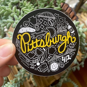 Pittsburgh sticker, Pittsburgh icons vinyl sticker, Pittsburgh Pennsylvania souvenir