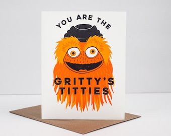 Gritty mascot card, Flyers fan, Philadelphia sports, funny Philly greeting card, gritty mascot art, philadelphia gift idea