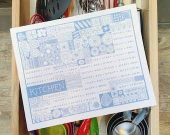 kitchen conversion chart, pyrex wall art, kitchen decor, small wall art print