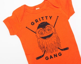 Gritty gang baby bodysuit, Philly hockey fan baby tshirt, Gritty fan gear for baby