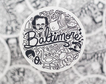 Baltimore sticker, Baltimore icons vinyl sticker, Charm City sticker, Baltimore Maryland souvenir