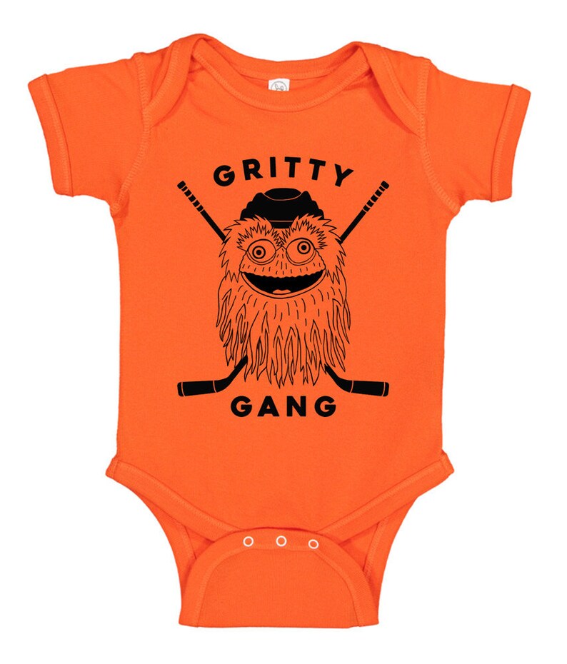 Gritty gang baby bodysuit, Philly hockey fan baby tshirt, Gritty fan gear for baby bild 2