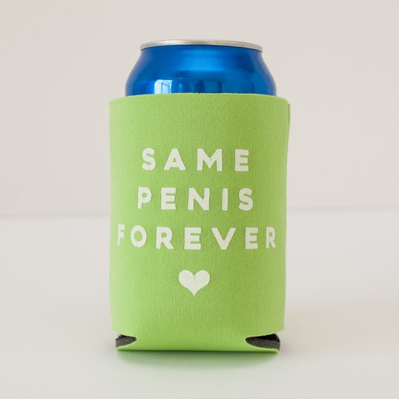 Funny wedding favor beer can coolie same penis forever | Etsy