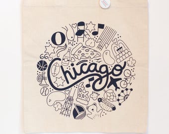 Chicago stuff tote bag, Chicago icons gift idea