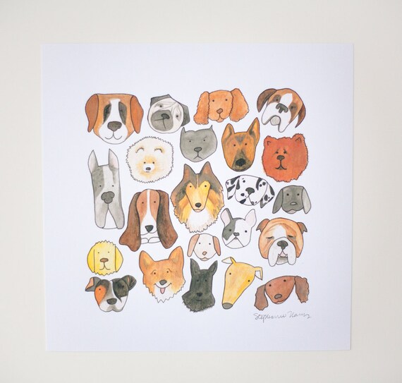 Items similar to dog lover art print all of the dogs on Etsy