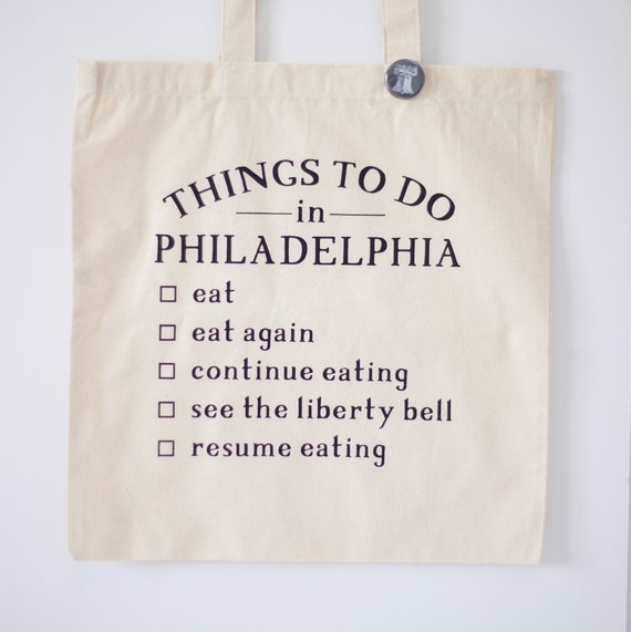 Philadelphia Foodie Tote Bag, Liberty Bell, Cotton Canvas market tote for Reading Terminal