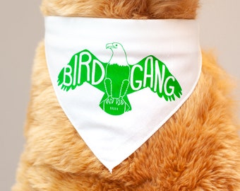 Bird gang dog bandanna, doggo duds by exit343design, Philadelphia dog bandanna, Philly tailgate bandanna