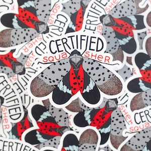 Spotted lanternfly vinyl sticker, bug sticker, Philadelphia sticker, certified squasher sticker