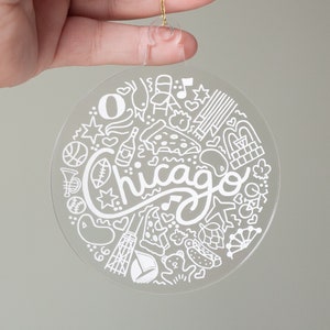 Chicago Christmas ornament, Chicago icons holiday ornament