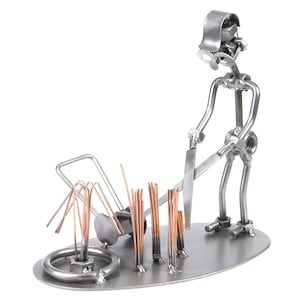 Nuts and bolts sculpture Gardener - Handmade metal ornament figurine collectible