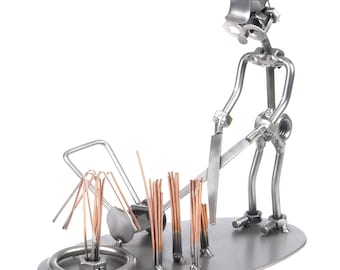 Nuts and bolts sculpture Gardener - Handmade metal ornament figurine collectible