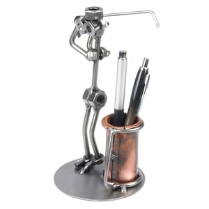 Schraubenmuttern Skulptur Golfer Tasche Golf Stifthalter - Handgemachte Metallverzierung Figur Sammlerstück