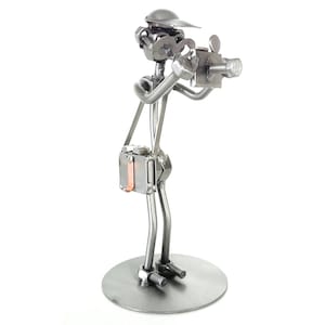 Nuts and bolts sculpture Photographer 1 fig. - Handmade metal ornament figurine collectible
