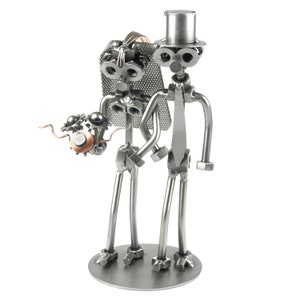 Nuts and bolts sculpture Marriage - Handmade metal ornament figurine collectible