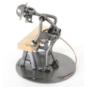 Nuts and bolts sculpture Do it yourself man Carpenter - Handmade metal ornament figurine collectible