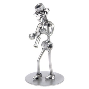 Nuts and bolts sculpture Clarinet Player - Handmade metal ornament figurine collectible