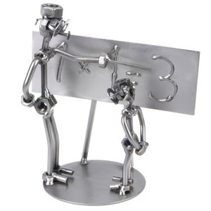 Nuts and bolts sculpture Teacher - Handmade metal ornament figurine collectible