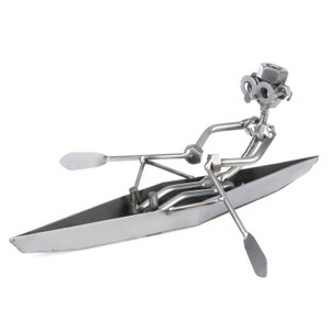 Nuts and bolts sculpture Oarsman - Handmade metal ornament figurine collectible