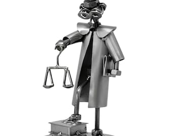 Scultura di dadi e bulloni Avvocato - Statuetta ornamentale in metallo fatta a mano da collezione