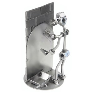 Nuts and bolts sculpture Plasterer - Handmade metal ornament figurine collectible
