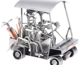 Nuts and bolts sculpture Golf Caddy Buggy Golfcart - Handmade metal ornament figurine collectible
