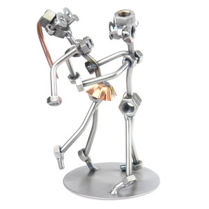 Muttern und Schrauben Skulptur Tänzer - Handgemachte Metall Ornament Figur Sammlerstück