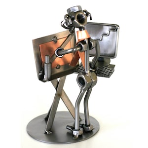 Nuts and bolts sculpture Architect - Handmade metal ornament figurine collectible