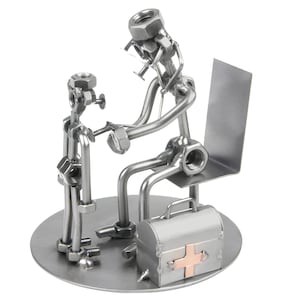 Nuts and bolts sculpture Pediatrician - Handmade metal ornament figurine collectible